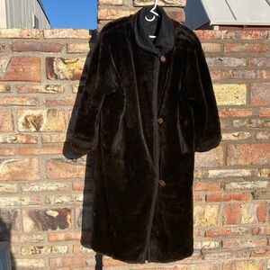 J Percy Marvin Richards Sz S Faux Fur Coat Reversible To Rain Coat Button Front